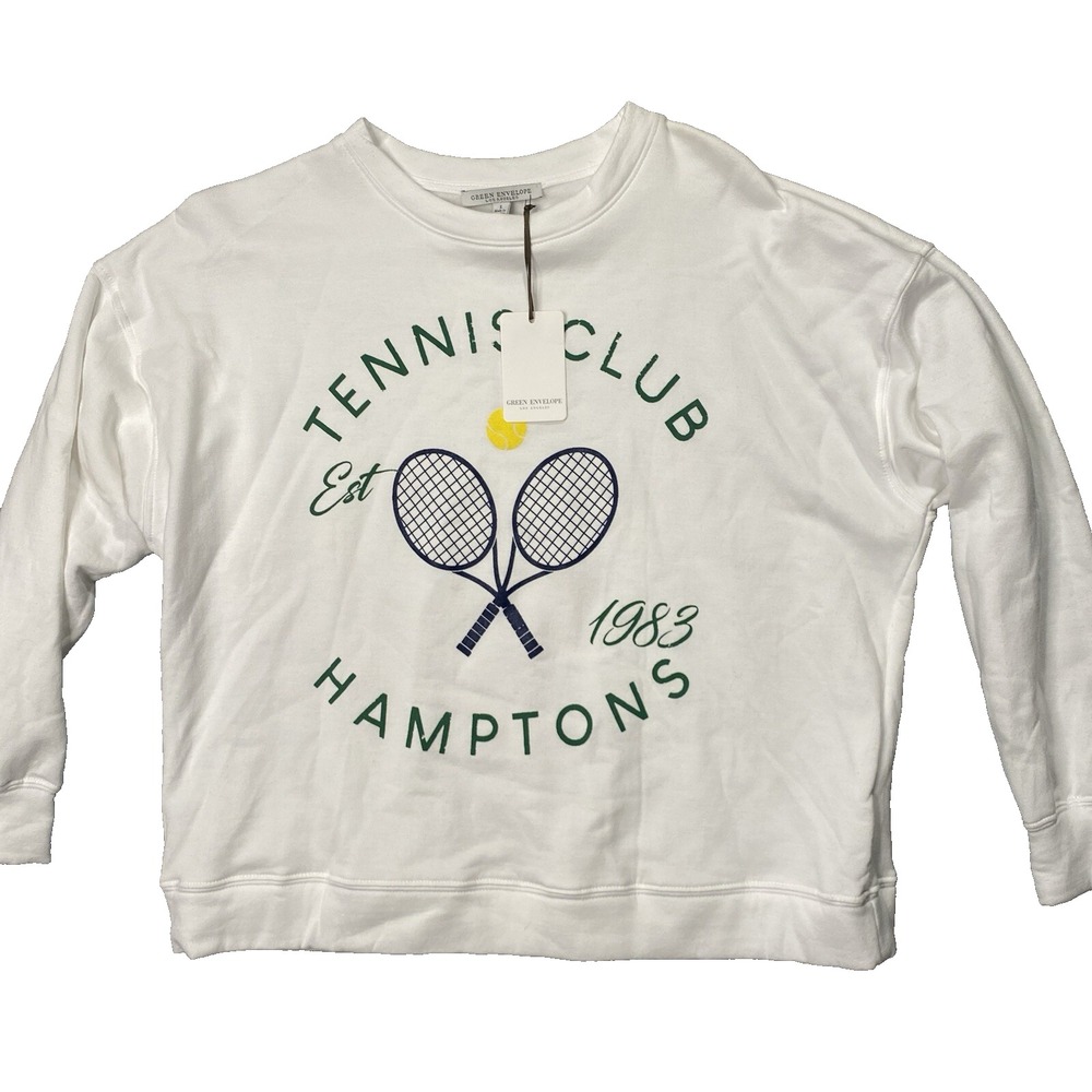 Green Envelope LA Tennis‎ Club Hamptons Sweatshirt Size Large Athleisure NWT
